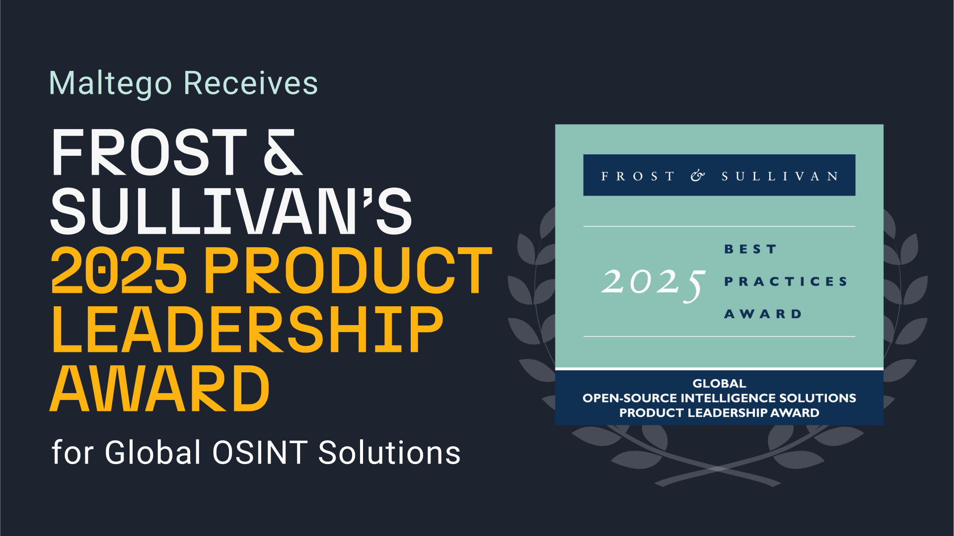 Maltego получила награду Frost & Sullivan Product Leadership Award 2025 в категории глобальных OSINT-решений